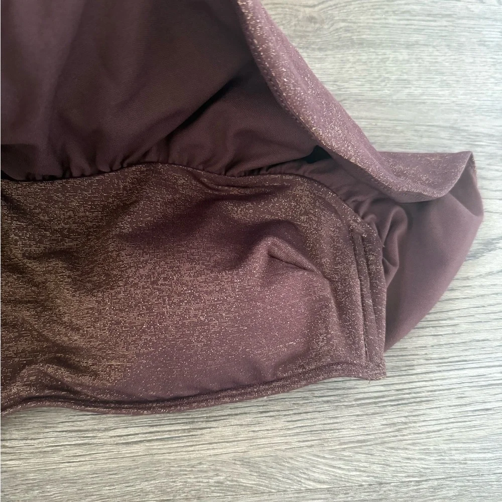 Abercrombie & Fitch Shimmer One-Shoulder Ruffle Bralette Swim Top -‎ Size L NWOT
